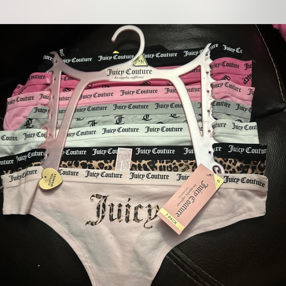 Juicy Couture 7-Pack Logo Bikini Panties - Pink, Black, Gray, Leopard